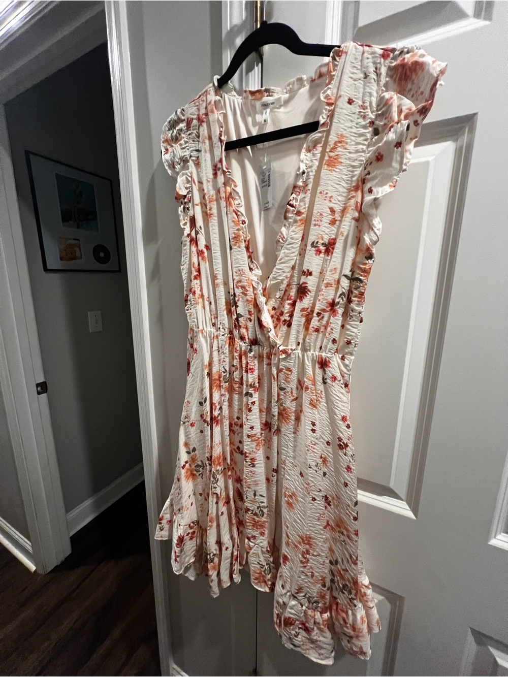 Maurices Cream Mini Dress with Orange & Pink Floral Print
